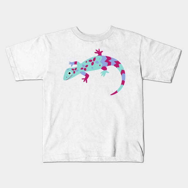 Cute Lizard Cartoon Kids T-Shirt by FunnyMoonCosmic